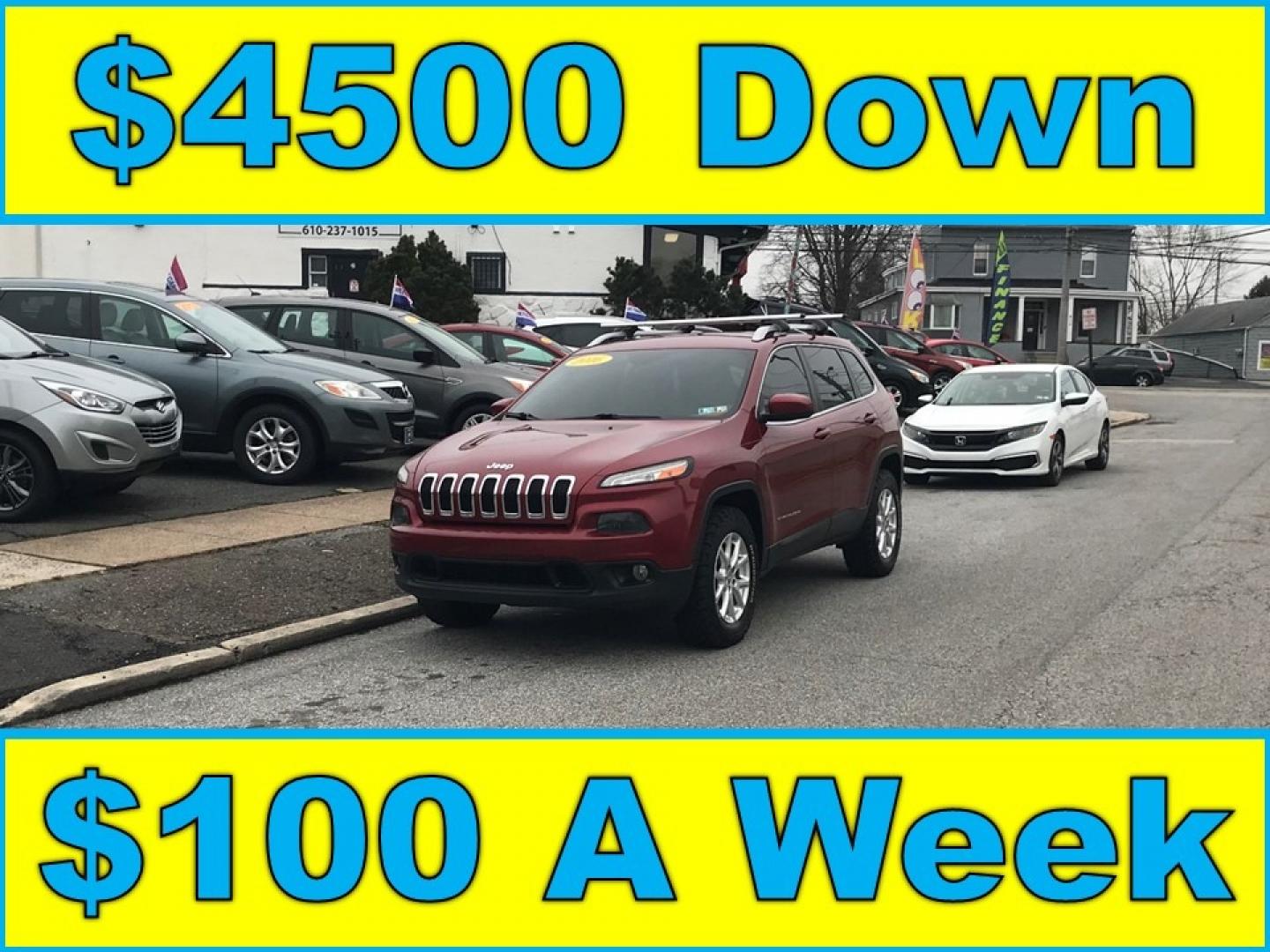 2016 Maroon /Gray Jeep Cherokee Latitude (1C4PJMCS3GW) with an 3.2 V6 engine, Automatic transmission, located at 577 Chester Pike, Prospect Park, PA, 19076, (610) 237-1015, 39.886154, -75.302338 - Photo#0